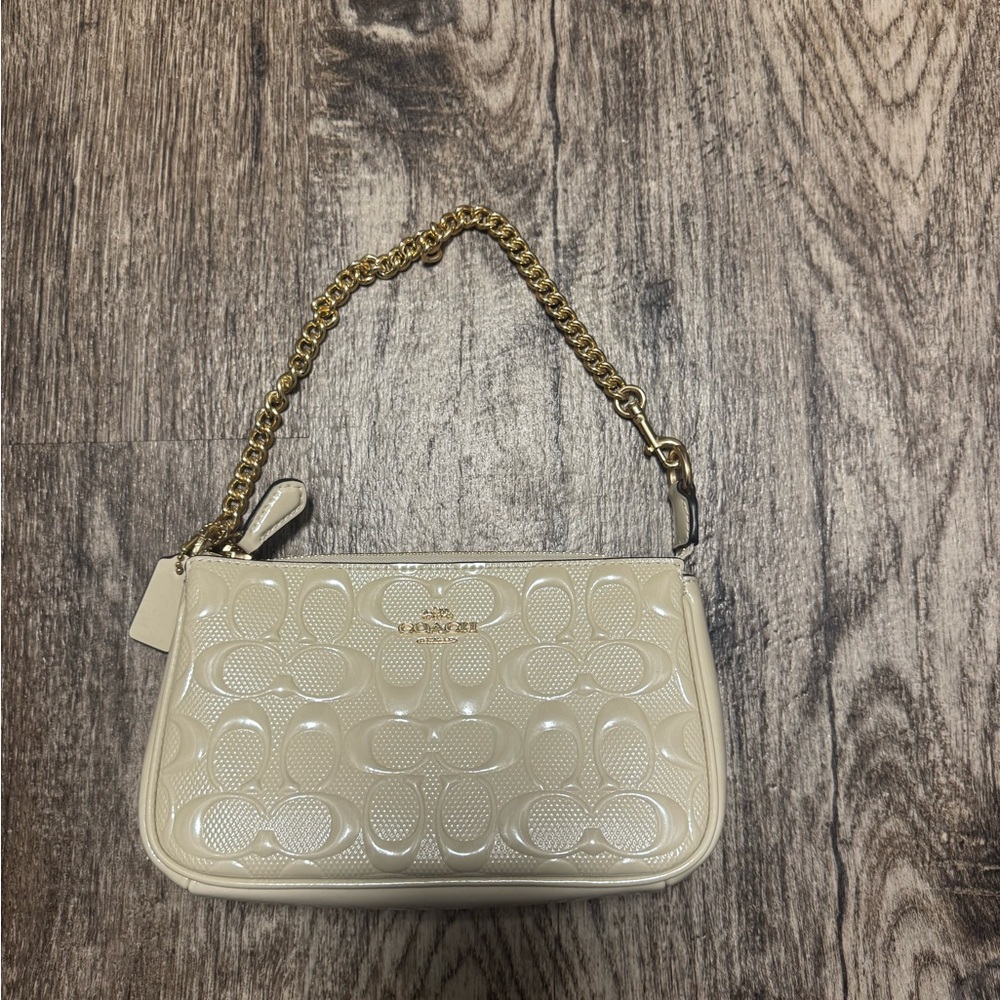 Coach White Embossed Leather Bag